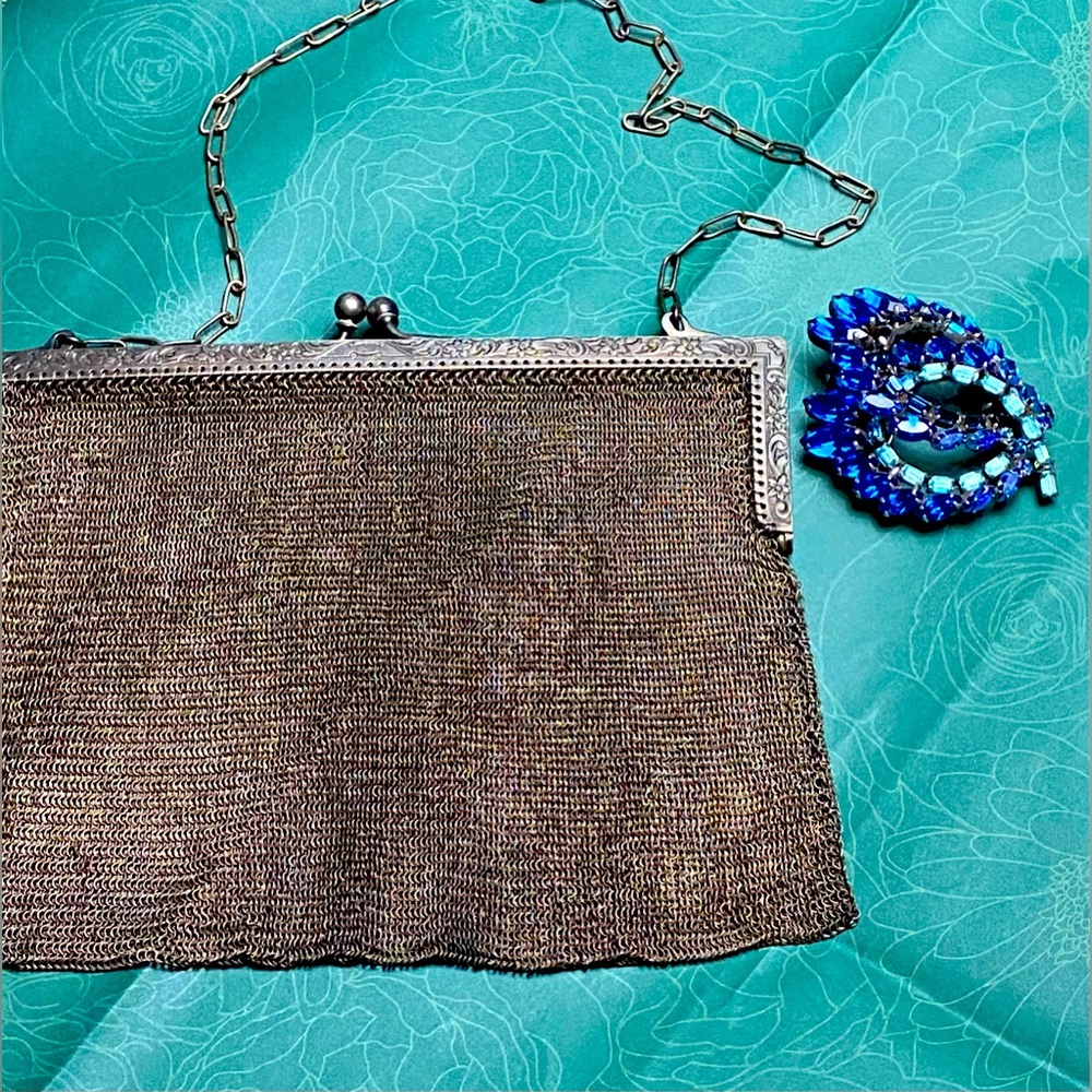 Rare Antique Sterling Chainmaille Evening Bag, EXCELLENT condition.